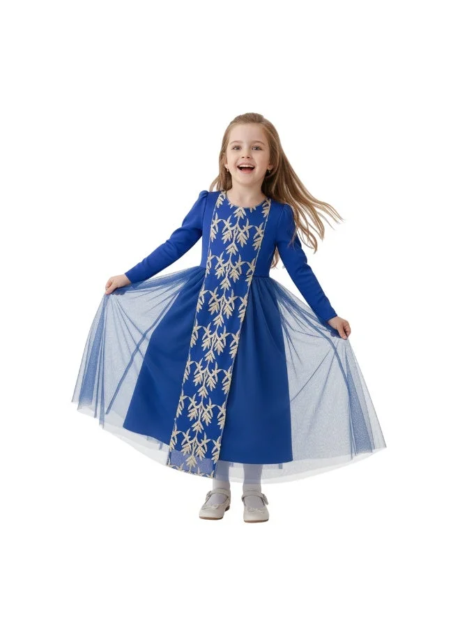 D'Daniela Khadija Blue Jalabiya Abaya with  Sleeves